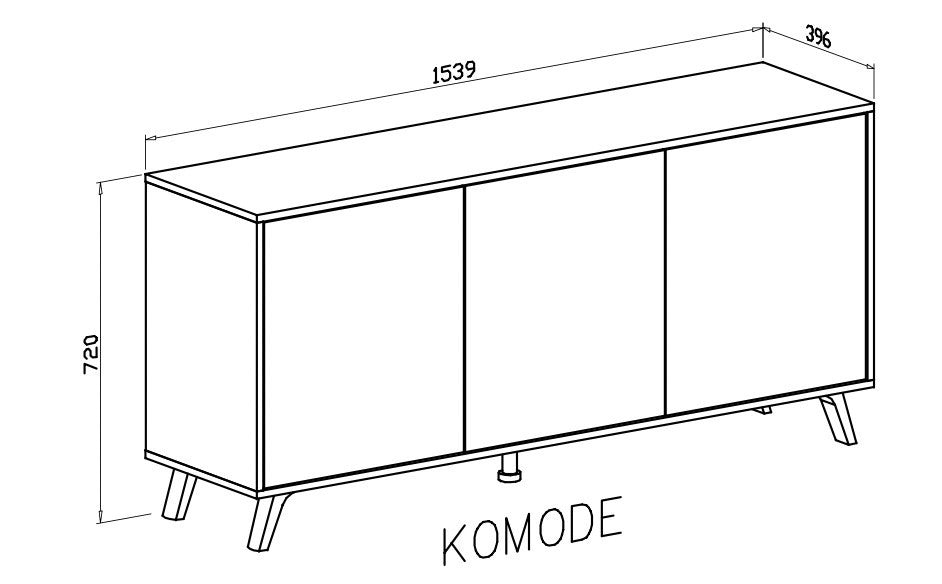 Madia Moderna Credenza 3 Ante Design Minimal Senza Maniglie Con Piedini Rialzati Per Salotto Soggiorno Corridoio Ingresso 154 X 72 X 40 Cm Bianco E Grigio Cemento