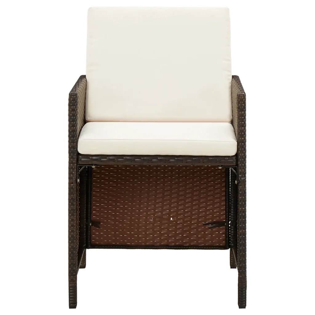 Set da Pranzo per Giardino 5 pz con Cuscini Polyrattan Marrone cod mxl 38849