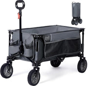 Carrello pieghevole con maniglia regolabile per picnic festival - grigio, grande capacità, resistente al carico pesante Carrello