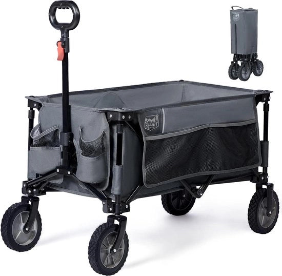Carrello pieghevole con maniglia regolabile per picnic festival - grigio, grande capacità, resistente al carico pesante Carrello