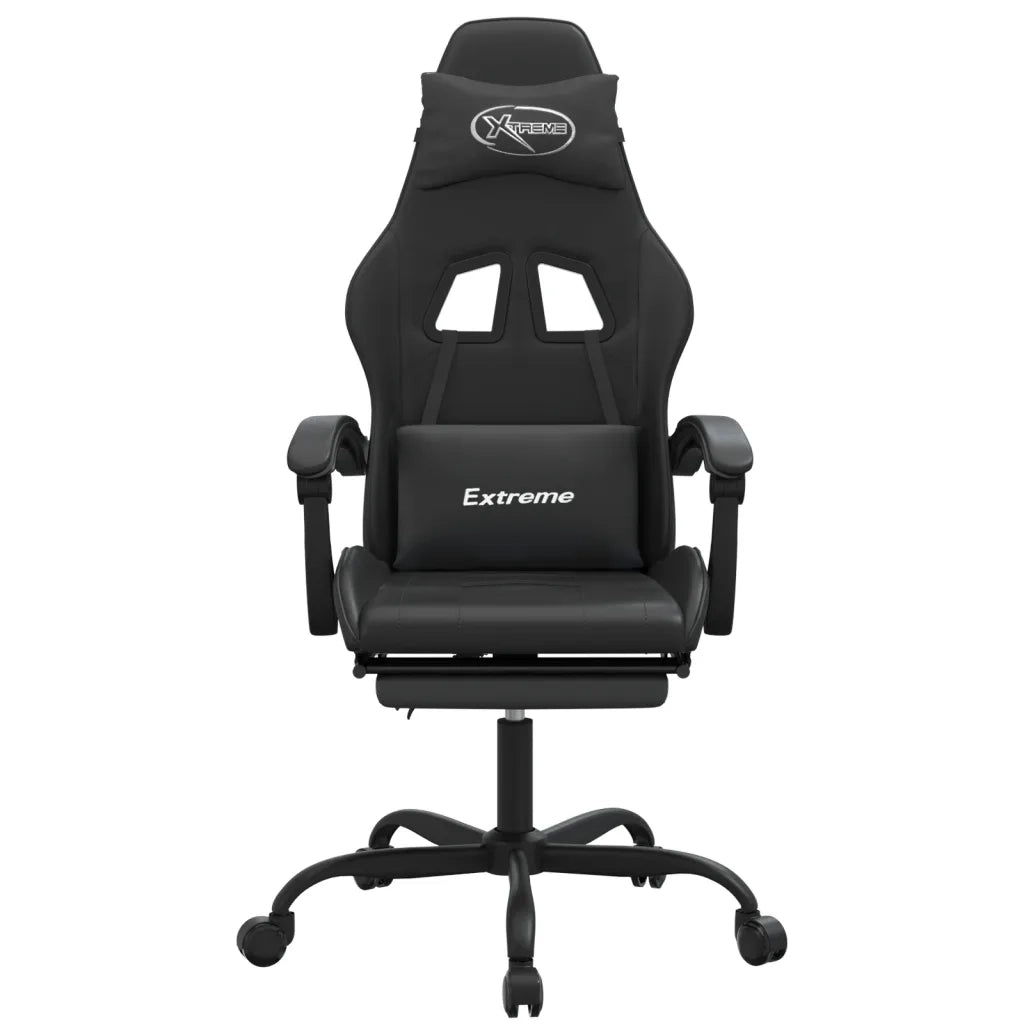 Sedia da Gaming | Sedia da e-sports Girevole Poggiapiedi Nero in Similpelle