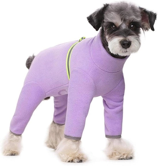 Giubbotto invernale per cani piccoli in fleece soffice con cerniera riflettente - Pigiamino per cuccioli - Blu - Taglia XS