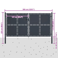 Cancello per Giardino in Acciaio 300x175 cm Antracite cod mxl 46429