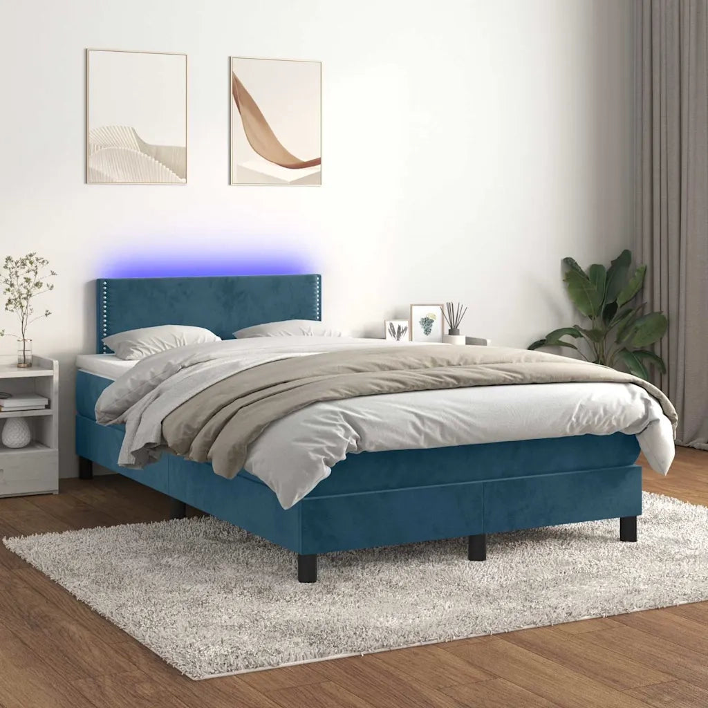 Letto a Molle con Materasso e LED Blu Scuro 120x200cm 3134337