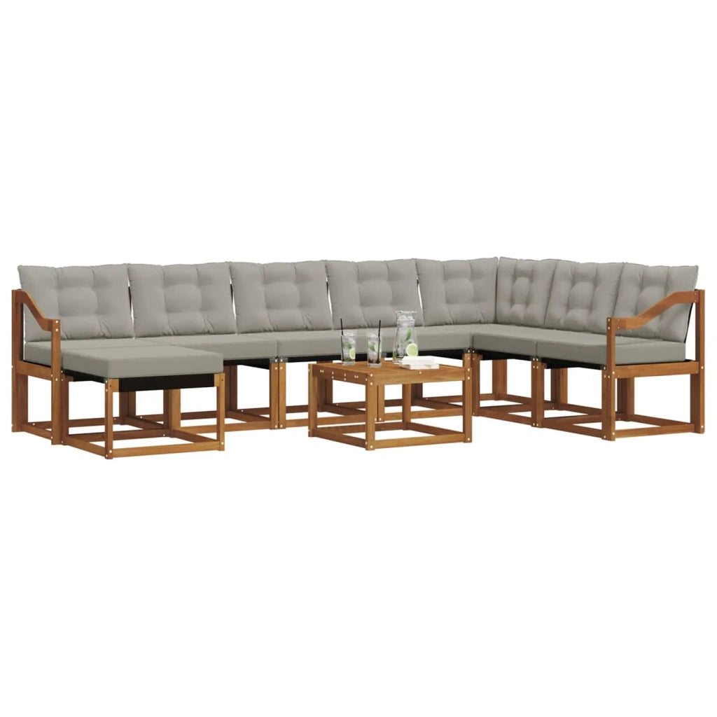 Set di divani da esterno 9 pcs Grigio Naturale e Chiaro 3368986