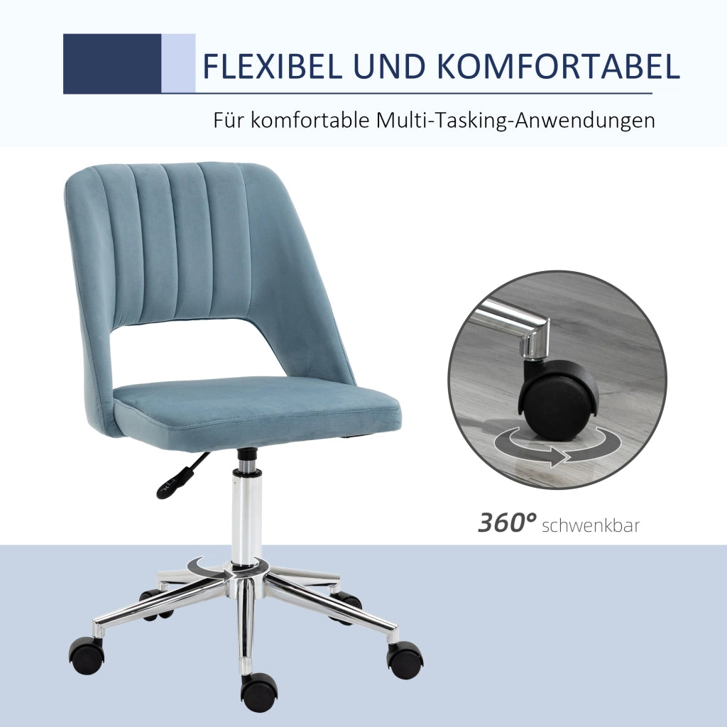 Sedia da ufficio girevole regolabile in altezza con schienale ergonomico e seduta imbottita in poliestere blu