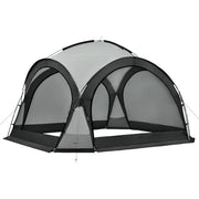 Tenda 'Grästorp' per Eventi - Gazebo con Illuminazione a LED Zanzarieri e 2 Pareti Chiudibili - Grigio [pro.tec]
