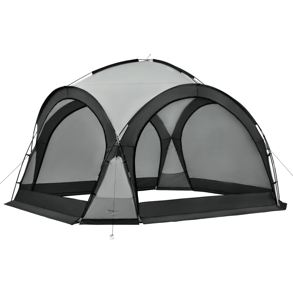 Tenda 'Grästorp' per Eventi - Gazebo con Illuminazione a LED Zanzarieri e 2 Pareti Chiudibili - Grigio [pro.tec]