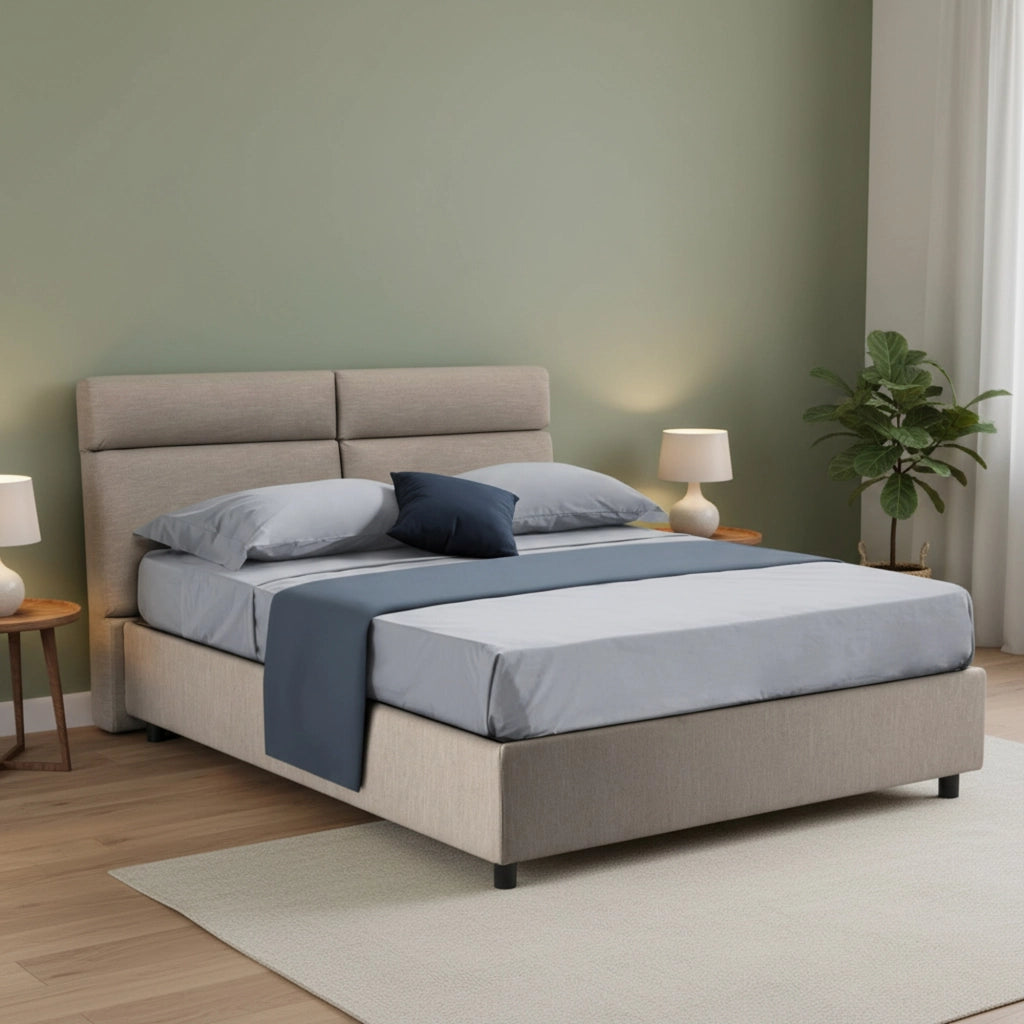 Letto Matrimoniale Asica, Letto Matrimoniale Materasso Incluso Made in Italy, Grigio Tortora\