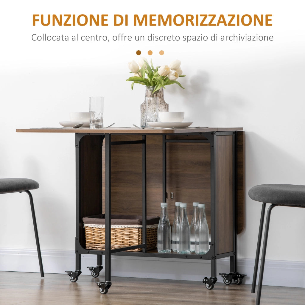 Tavolo Pieghevole ¨C zephmum ¨C Legno e Metallo, Marrone Chiaro