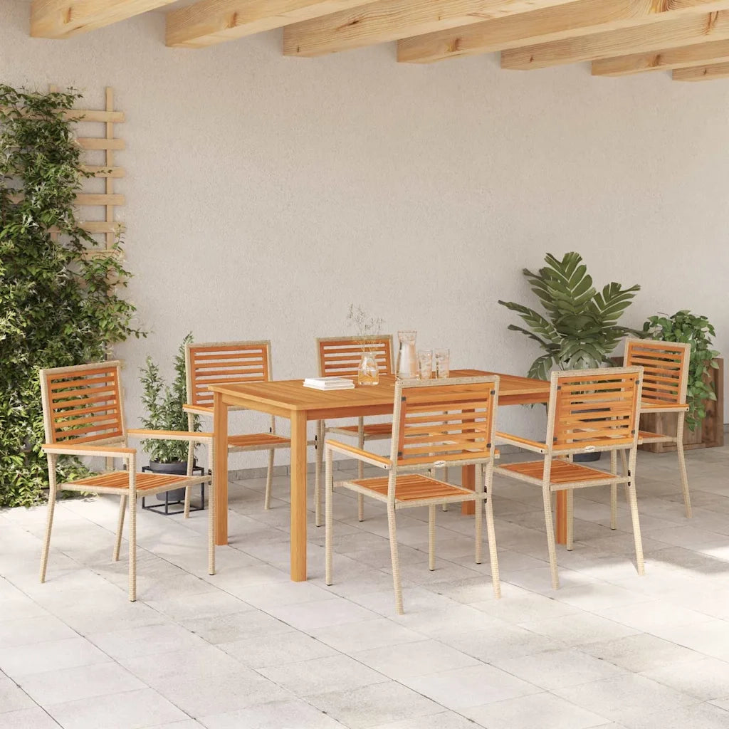 Set da Pranzo per Giardino 7 pcs Beige Legno di Acacia Massello 3365522