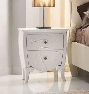 Comodino Shabby chic mod Silvia in legno colore bianco opacoComodino Shabby chic mod Silvia in legno colore bianco opaco