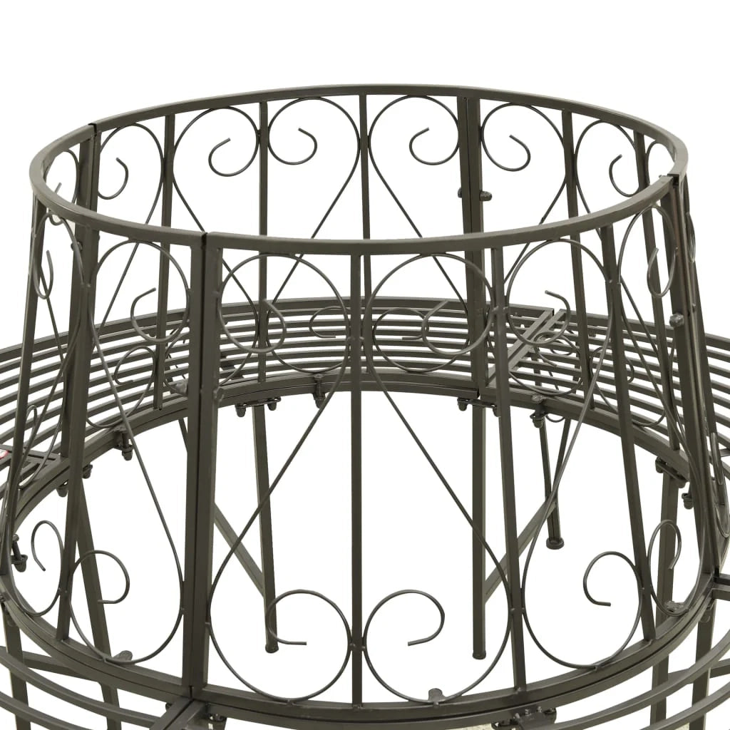 Panca da giardino mobile da giardino per esterni circolare terrazza da giardino 160 x 89 cm acciaio grigio argento 02_0011118