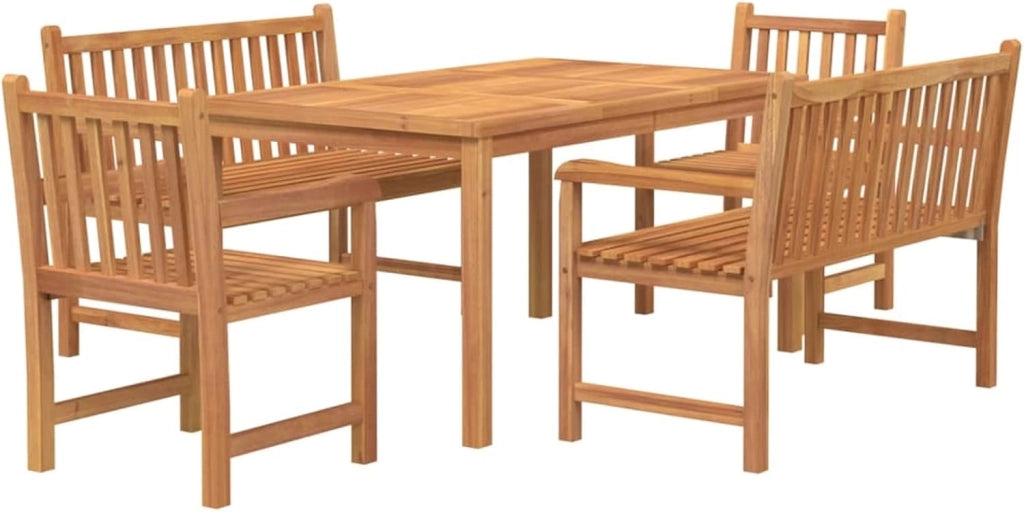 Set da pranzo da giardino 5 pezzi, set da tavolo e sedie da giardino, tavolo e sedie da terrazza, set di mobili da giardino, set da terrazza in legno massello di teak
