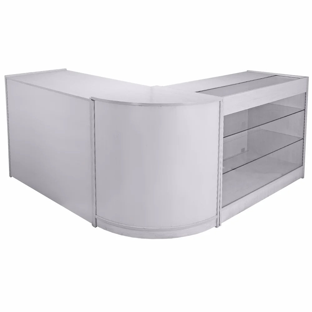 Set Mars con 3 Banconi da Negozio e Reception Bianco Brillante Elegante Solidi