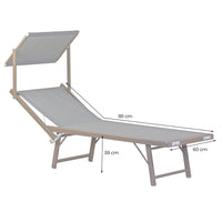 Lettino Prendisole da Giardino 181x60xH39 cm in alluminio ecru Bagnino