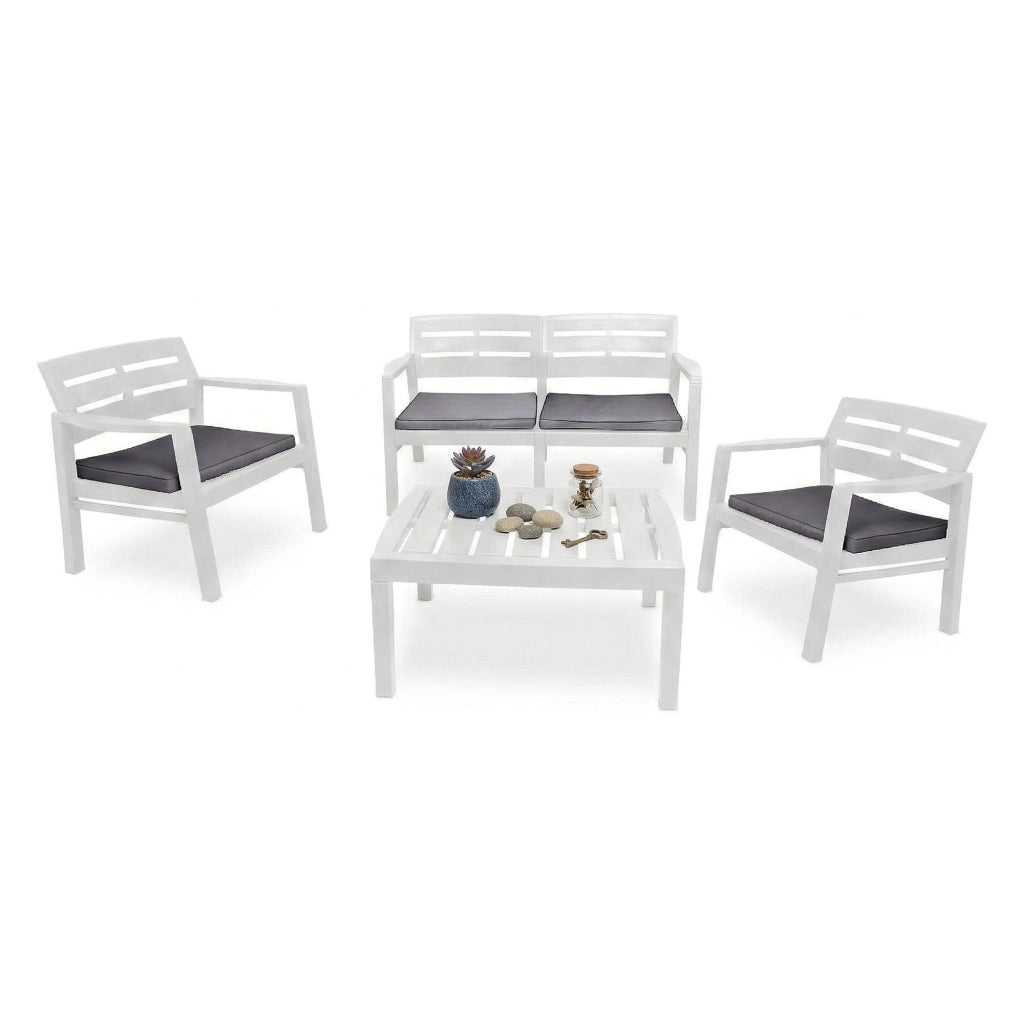 Salottino Outdoor Arti, set Salotto da Esterno 4 Posti Made in Italy, Bianco