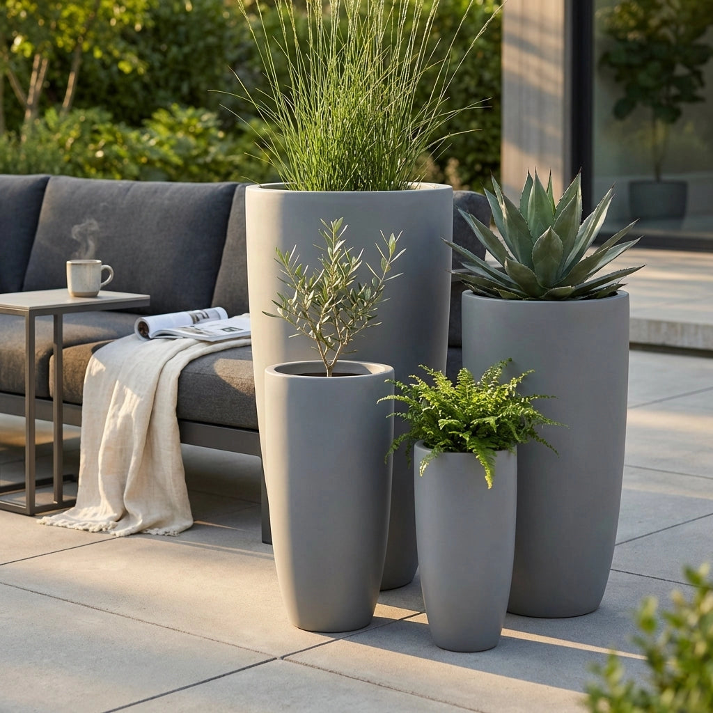 Set di 4 vasi da Giardino in Fibra di argilla cm 54x54x101 - DERRICK