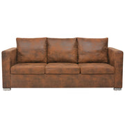 Divano a 3 Posti 191x73x82 cm in Pelle Scamosciata Artificiale 244703