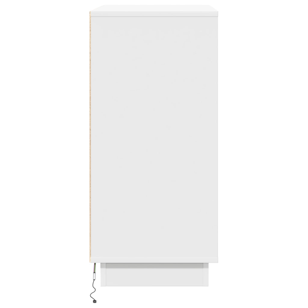 Sideboard LED Bianco - 71x34.5x75 cm, Fatto in legno ingegnerizzato