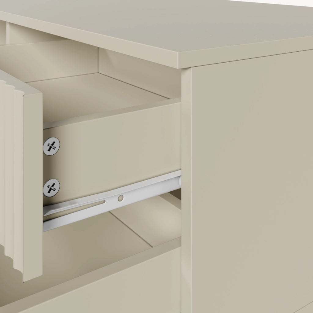 Tavolino da Salotto Nand con 2 Cassetti e 3 Scomparti Aperti 100 x 50 x 45 cm - Color Avena [en.casa]
