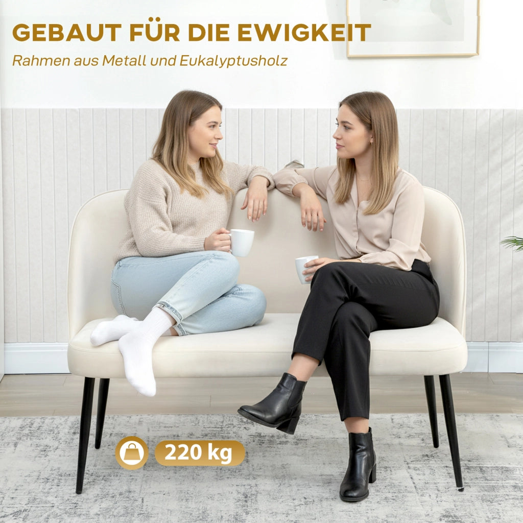 Divano 2 posti ¨C zephmum ¨C tessuto beige con gambe in legno e metallo