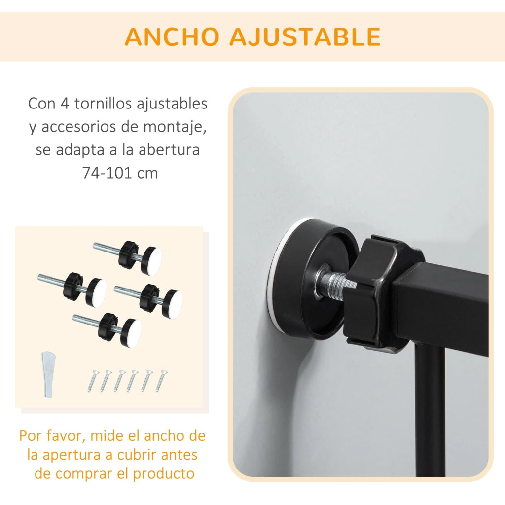 Barriera di Sicurezza per Bambini con Porta ¨C zephmum ¨C Nero 74-101x104,1 cm