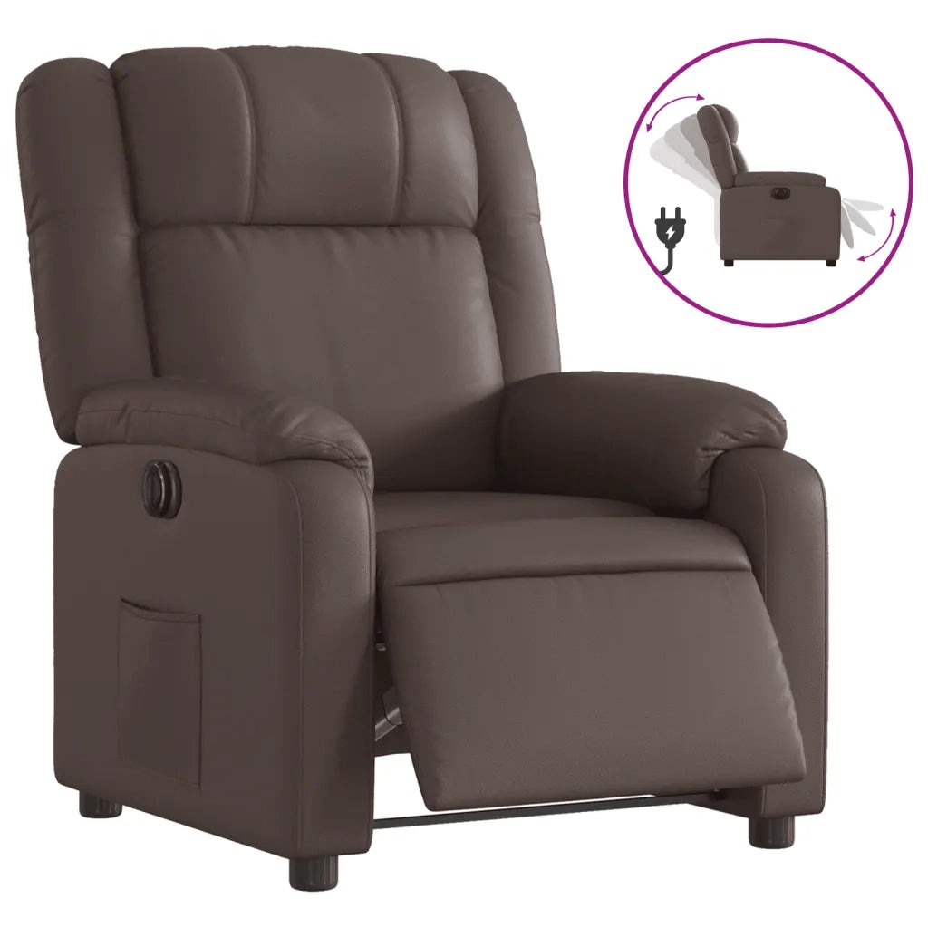 Poltrona Reclinabile Elettrica Marrone in Similpelle 3205138