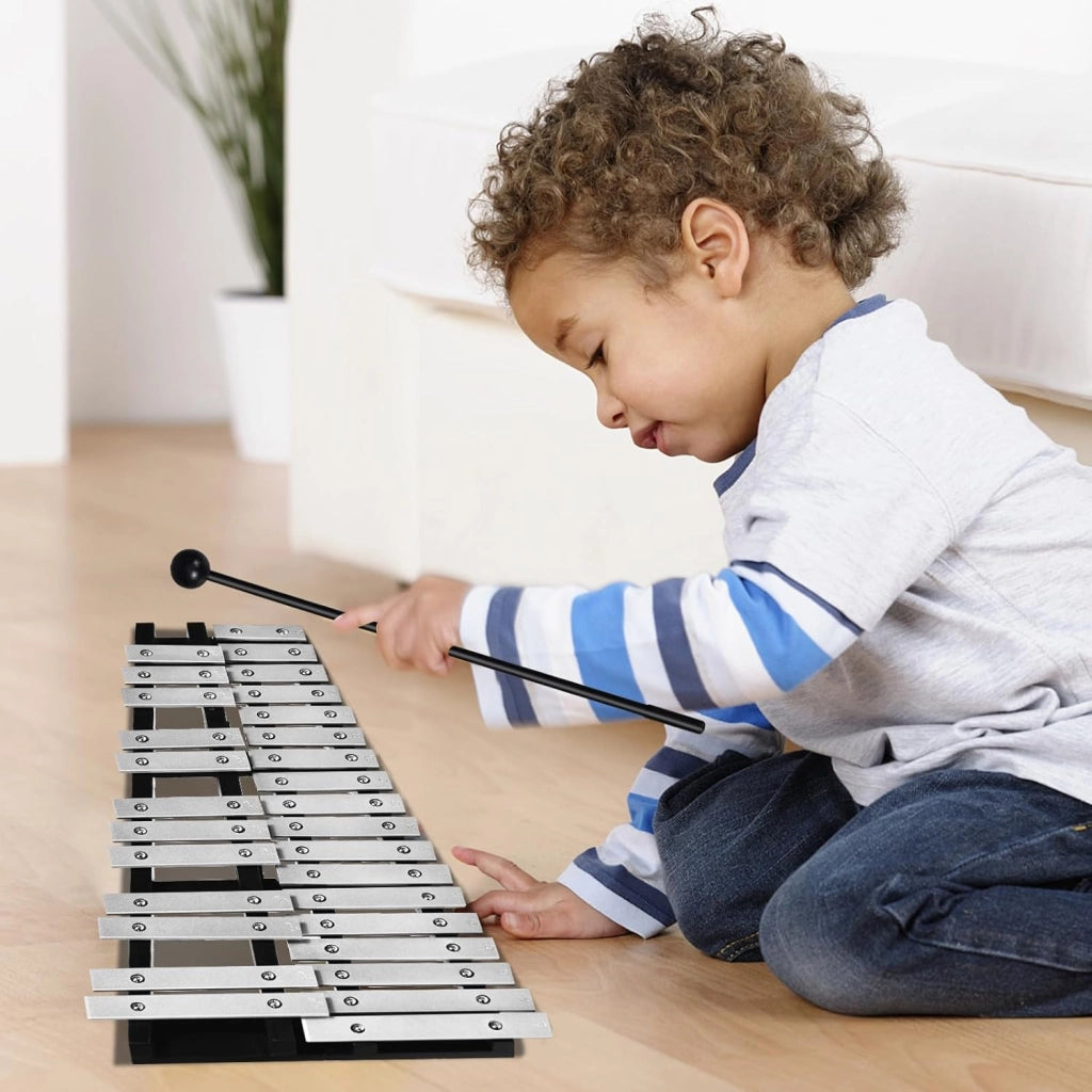 Xilofono 30 note, carillon con tasti in metallo e 2 bacchette, strumento a percussione a mano, con custodia per il trasporto, strumento musicale per bambini e adulti