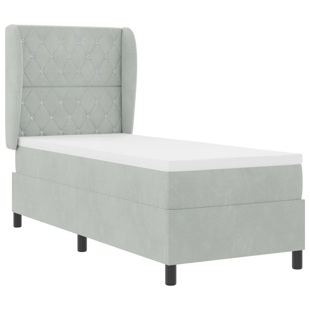 Letto con Box Spring e Materasso Grigio Chiaro 80x200 cm Velluto