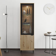 Mobile Espositore Sorisole, Vetrina 4 Ripiani, 54.5x40x195h cm Marrone Rovere Nodi