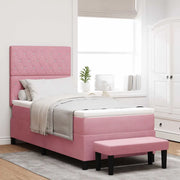 Letto a molle con materasso Rosa 90 x 200 cm Velluto