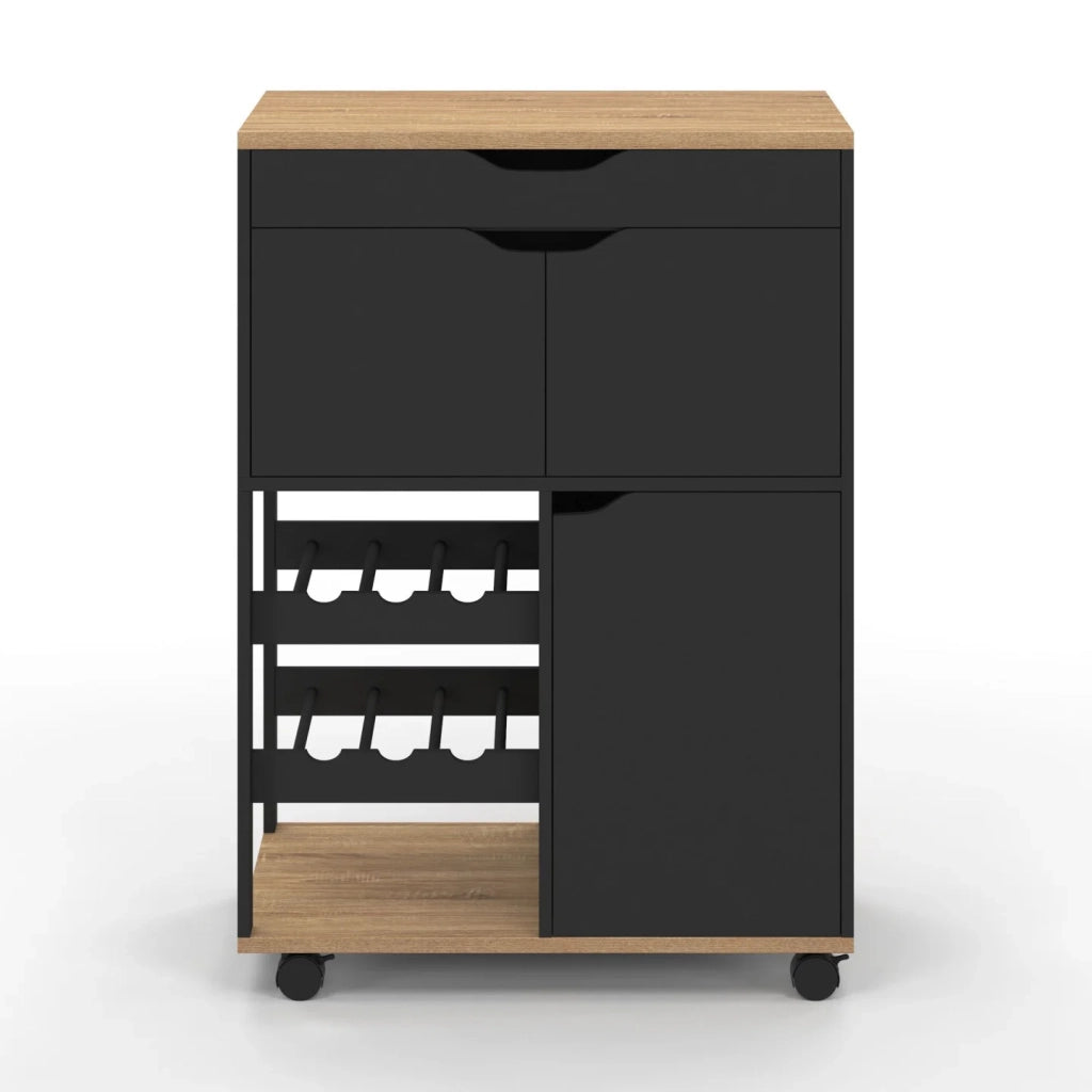IDMarket - Credenza COSY con armadietti e portabottiglie in legno e nero