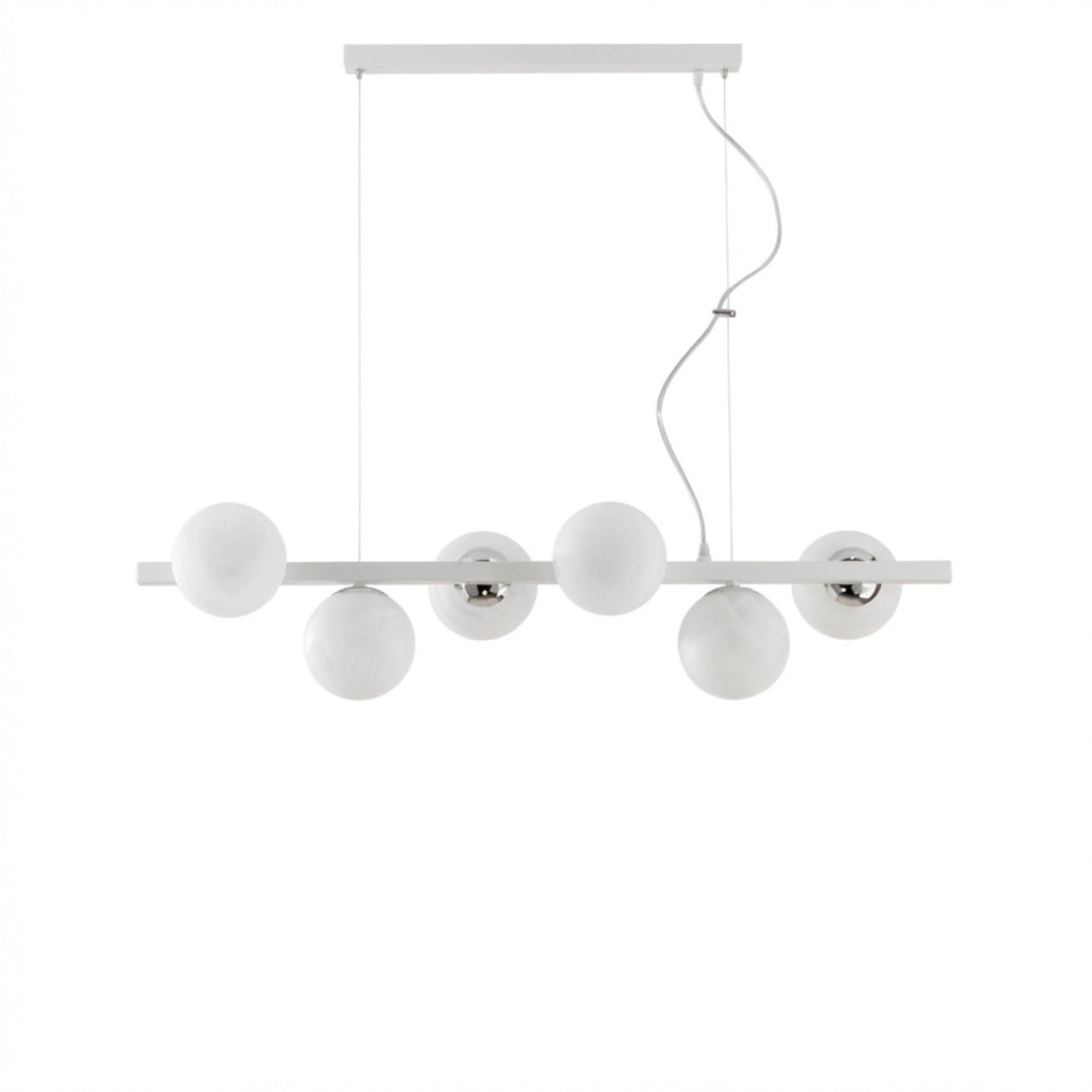 Lampadario Contemporaneo Adrian Metallo Bianco Cromo 6 Luci E14