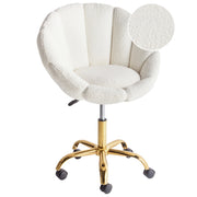 Elegante sedia da ufficio girevole in tessuto bouclè bianco con base regolabile in altezza Design moderno Home Office