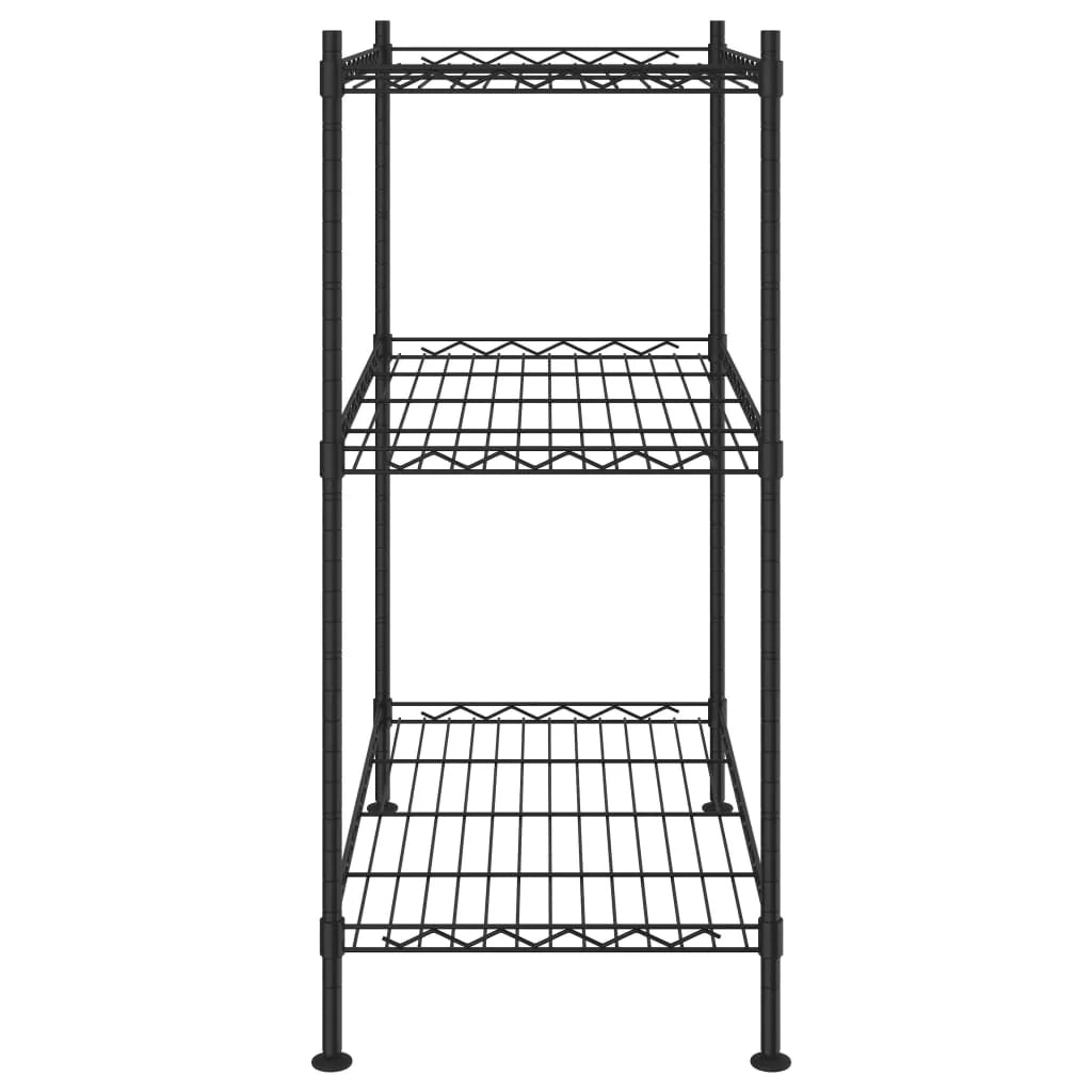 Scaffale portaoggetti a 3 ripiani 60 x 35 x 76 cm 150 kg nero 02_0045690