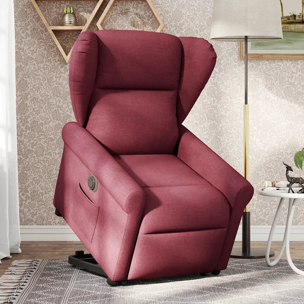 Poltrona Alzapersona Reclinabile Elettrica Rosso Vino Tessuto 3303397
