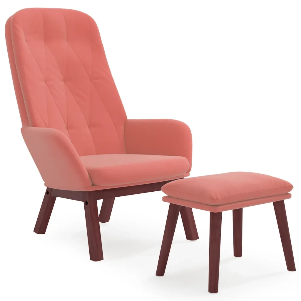 Poltrona Relax con Poggiapiedi Rosa in Velluto cod mxl 14607