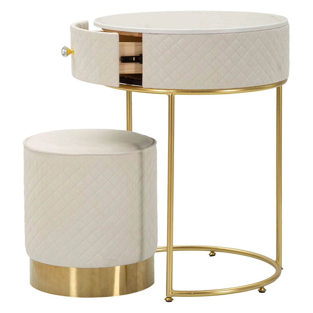 Mobile da Trucco Mbale, Toeletta un Cassetto, 52x52x70h cm Bianco Crema