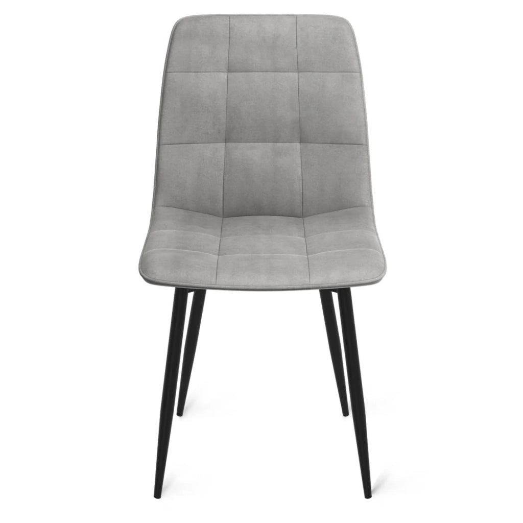 IDMarket - Set di 4 sedie MILA in velluto misto blu, grigio chiaro, grigio scuro, giallo