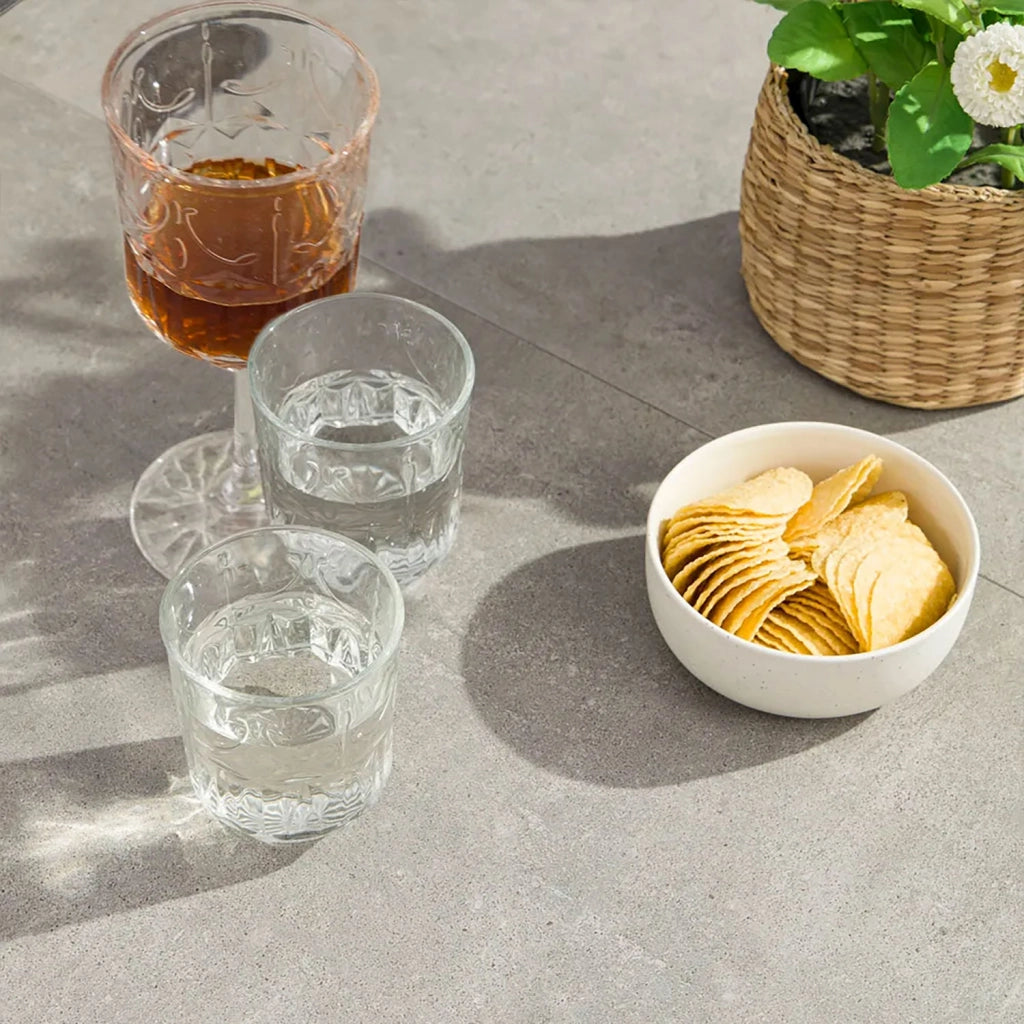 Set 4 Pezzi Salotto da Giardino 4 Posti Kea con Divano 2 Poltrone Reclinabili e Tavolino Piano in Ceramica in Alluminio