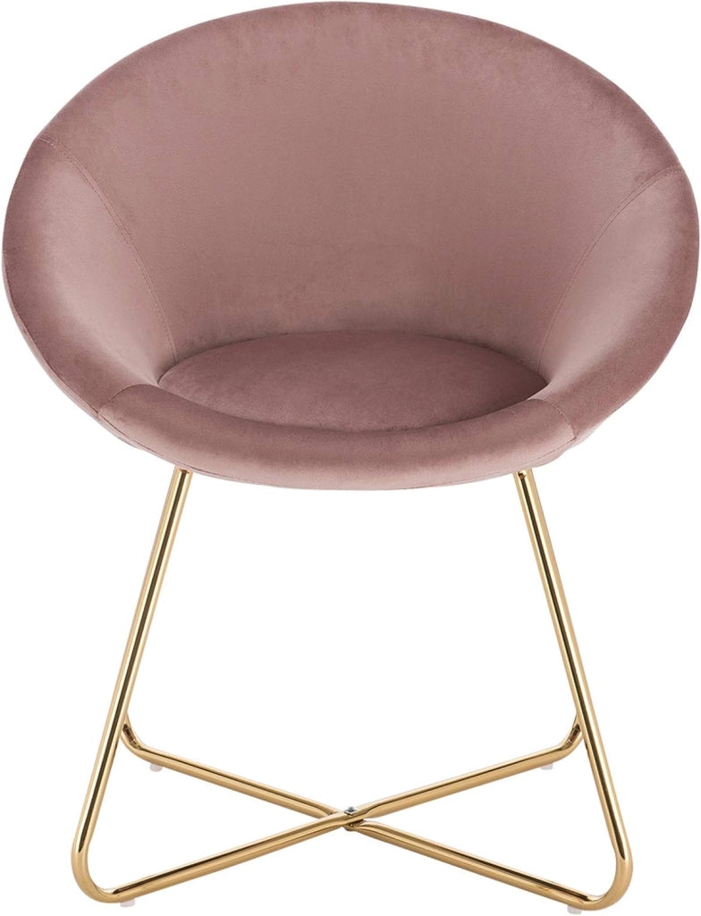 1x Sedie sala da pranzo Sedie cucina moderne poltrona, Adatte per Sala pranzo Soggiorno, Camera da Letto, Schienale, Tessuto di velluto, Oro Metallo, Rosa BH217rs-1