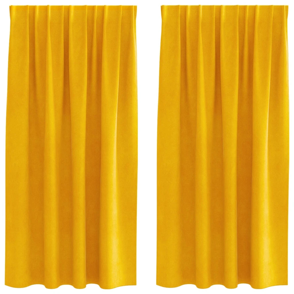 Tende oscuranti 2 pcs Giallo senape 140 x 175 cm Velluto 4107274