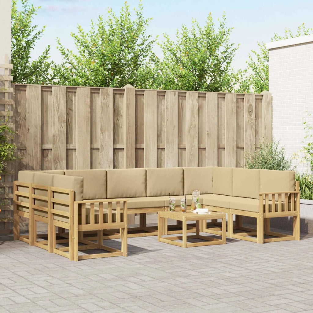 Set di divani da esterno 10 pcs Bianco e Beige 59 x 59 x 37 cm