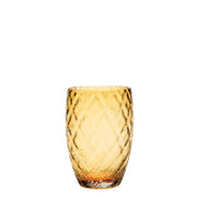 Set 6 Bicchieri Tumbler Losanghe in Vetro Soffiato a Bocca Colore Ambra, Design a Rombi Raffinato ed Elegante per una Tavola di Grande Stile