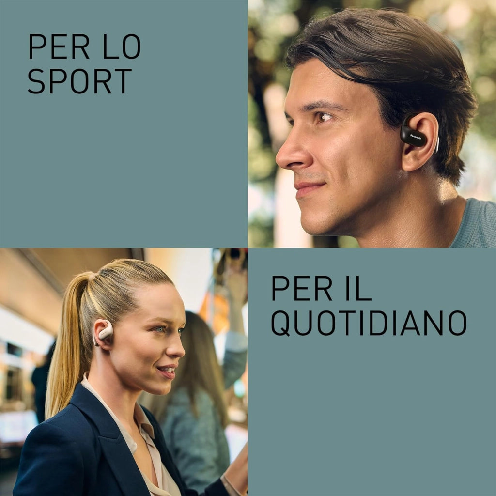 RB-F10DE-K Cuffie Wireless Open-Ear, Auricolari wireless Sport Bluetooth con Microfono ENC, 25H di Autonomia, Bluetooth 5.4, IPX4, Controlli Touch, Nero