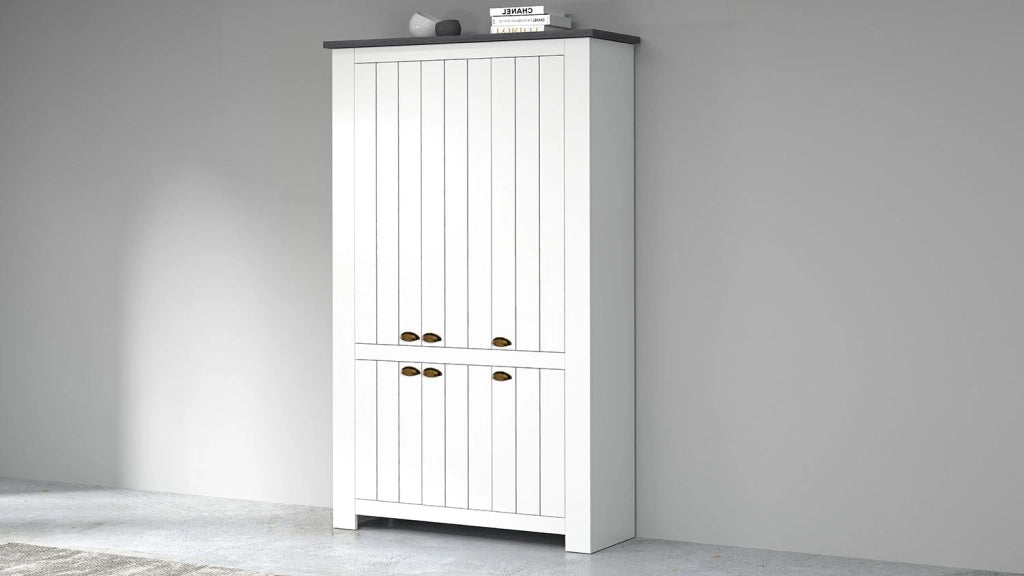 Scarpiera 6 Ante 114x42x200 cm Figo 6A Bianco Opaco/Report Grigio