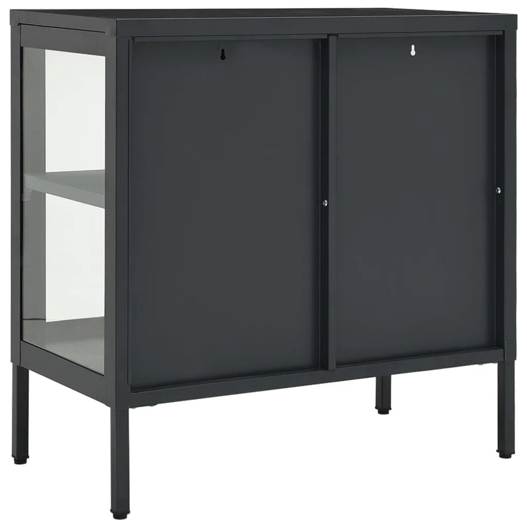 Credenza | Madia | Buffet da pranzo | Armadio da pranzo Antracite 70x35x70 cm in Acciaio e Vetro