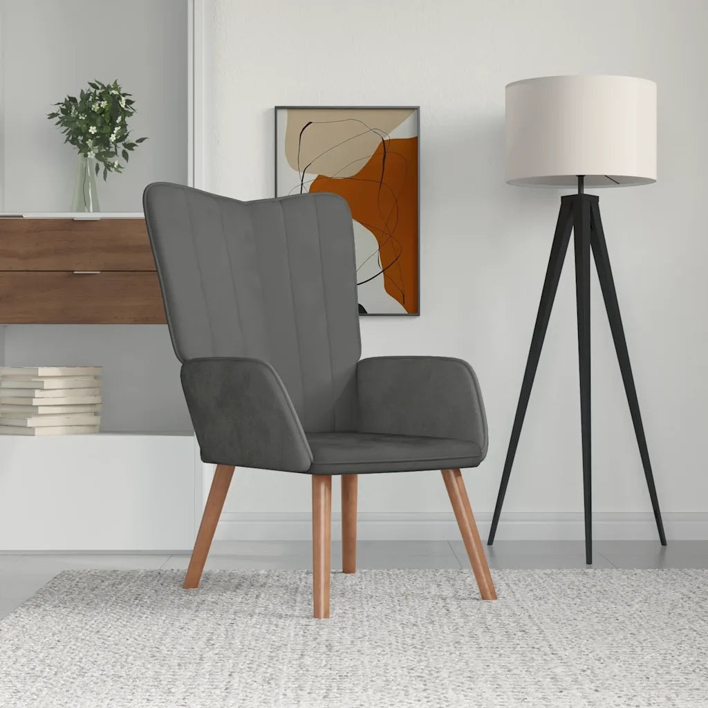 Poltrona Relax | Sedia Relax Grigio Scuro in Velluto