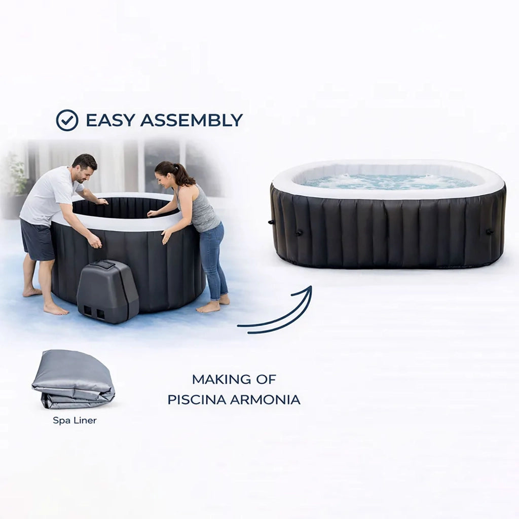Vasca Idromassaggio Piscina Spa Gonfiabile Armonia 4 Adulti 682 L in PVC Grigio